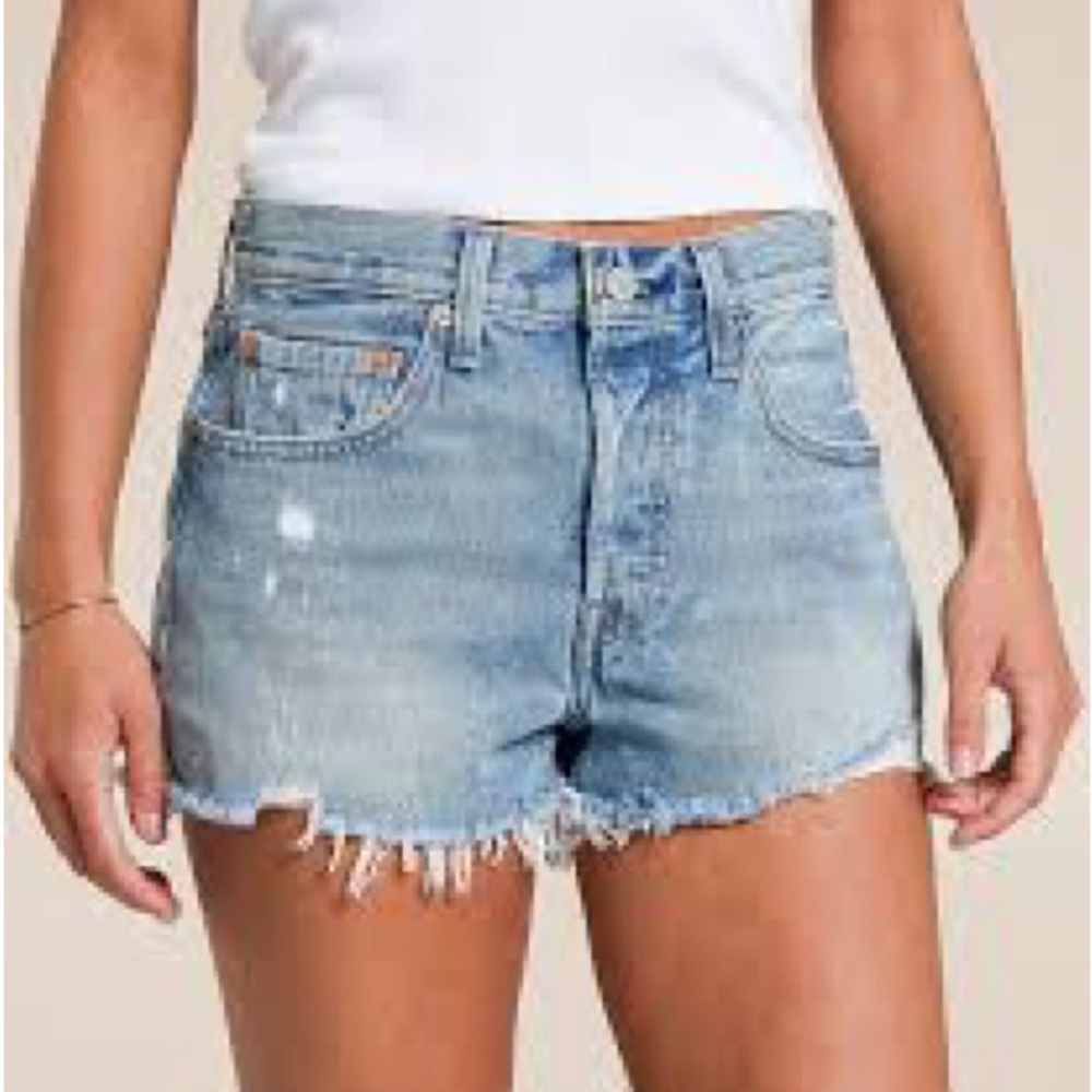 Levi's Distressed Light Blue Jean Shorts